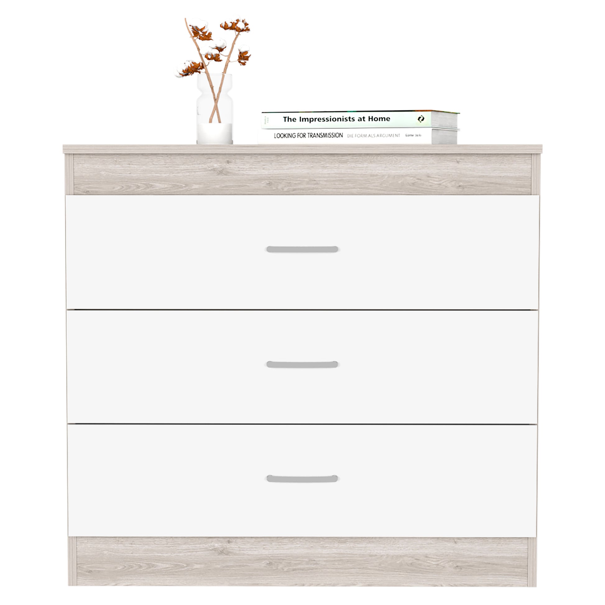 Dresser 29"H, Three Drawers, Multicolor Engineered Wood