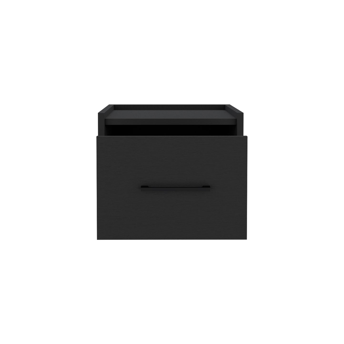 Black Wall-Mounted Nightstand with 1 Drawer - Bedroom Storage