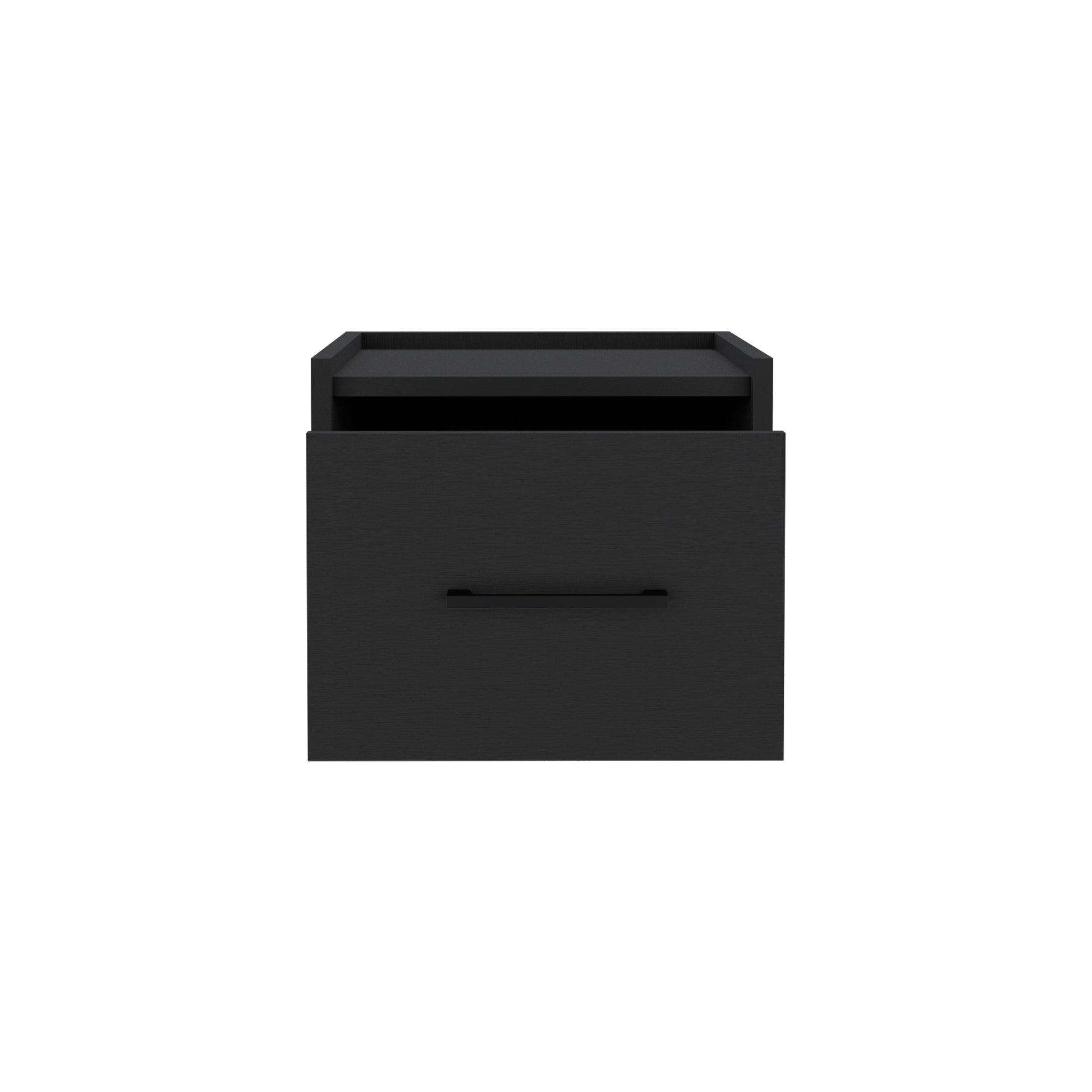 Black Wall-Mounted Nightstand with 1 Drawer - Bedroom Storage