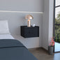 Floating Nightstand, Space-Saving Design with Handy Drawer and Surface, Black