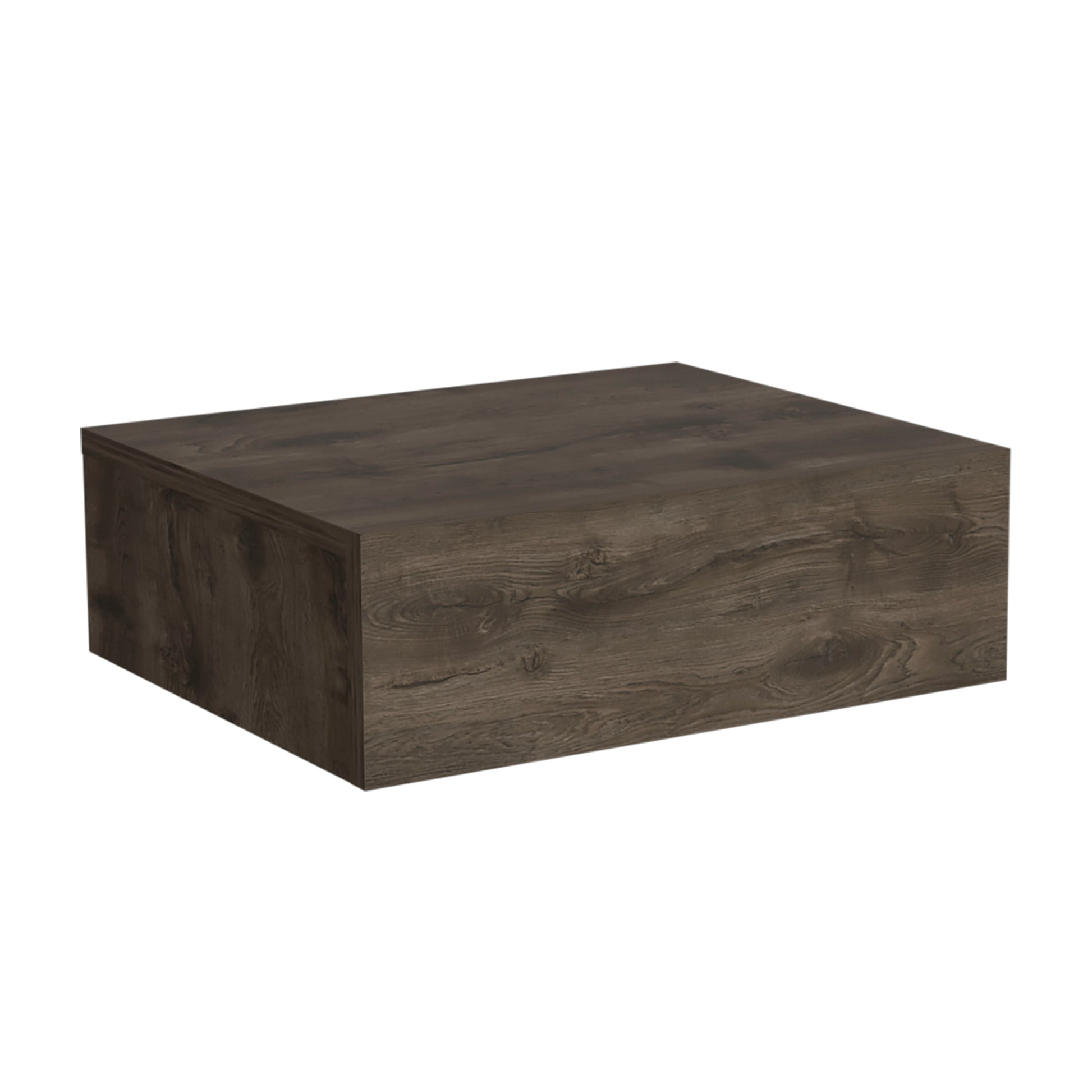 Dark Brown Pine Wall Mounted Nightstand with Drawer for Bedroom