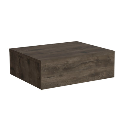Dark Brown Pine Wall Mounted Nightstand with Drawer for Bedroom