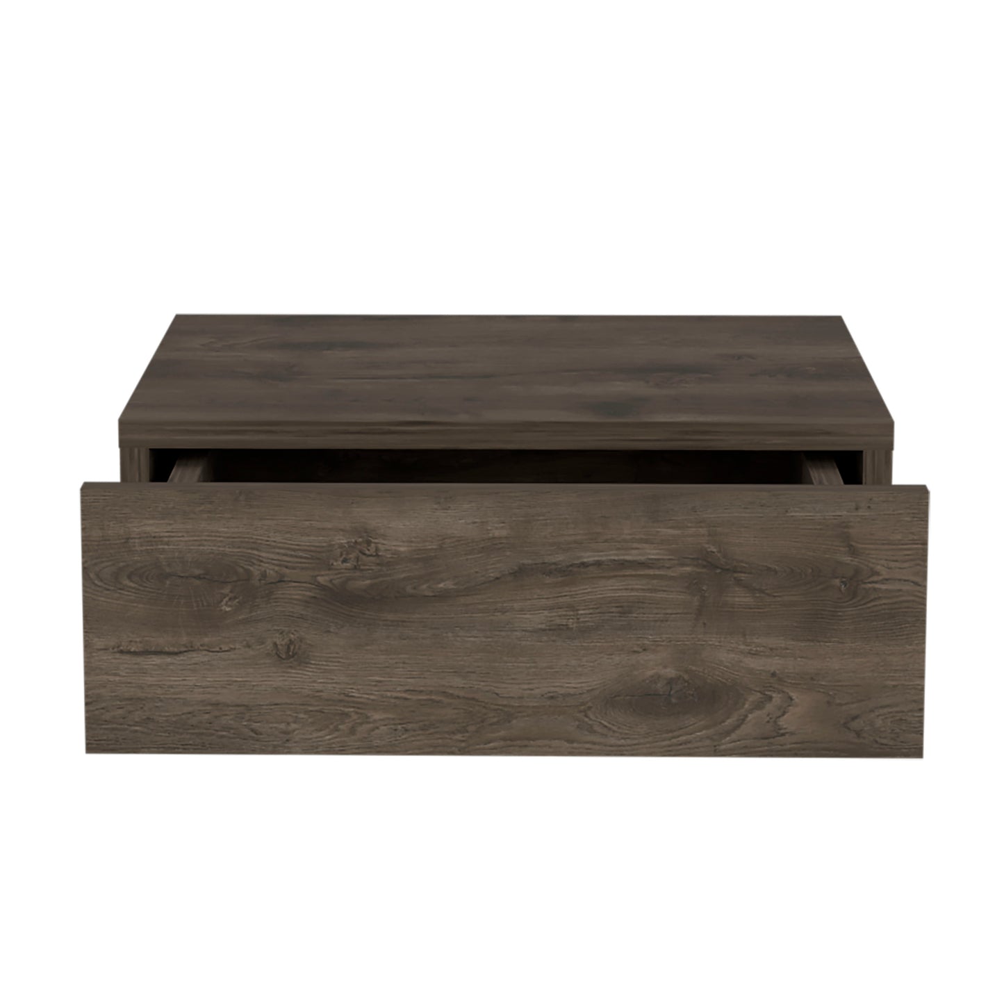 Dark Brown Pine Wall Mounted Nightstand with Drawer for Bedroom