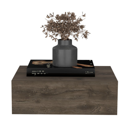 Dark Brown Pine Wall Mounted Nightstand with Drawer for Bedroom