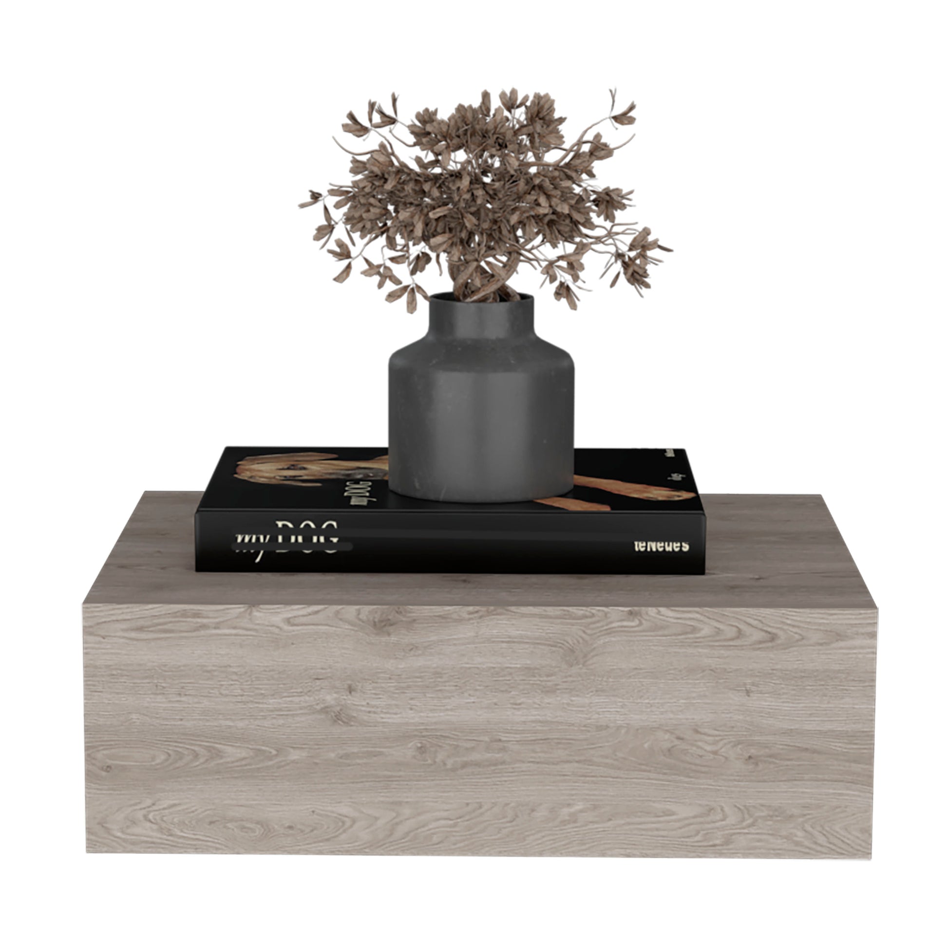 Light Gray Floating Nightstand - Wall Mounted Bedside Shelf with Drawer for Bedroom