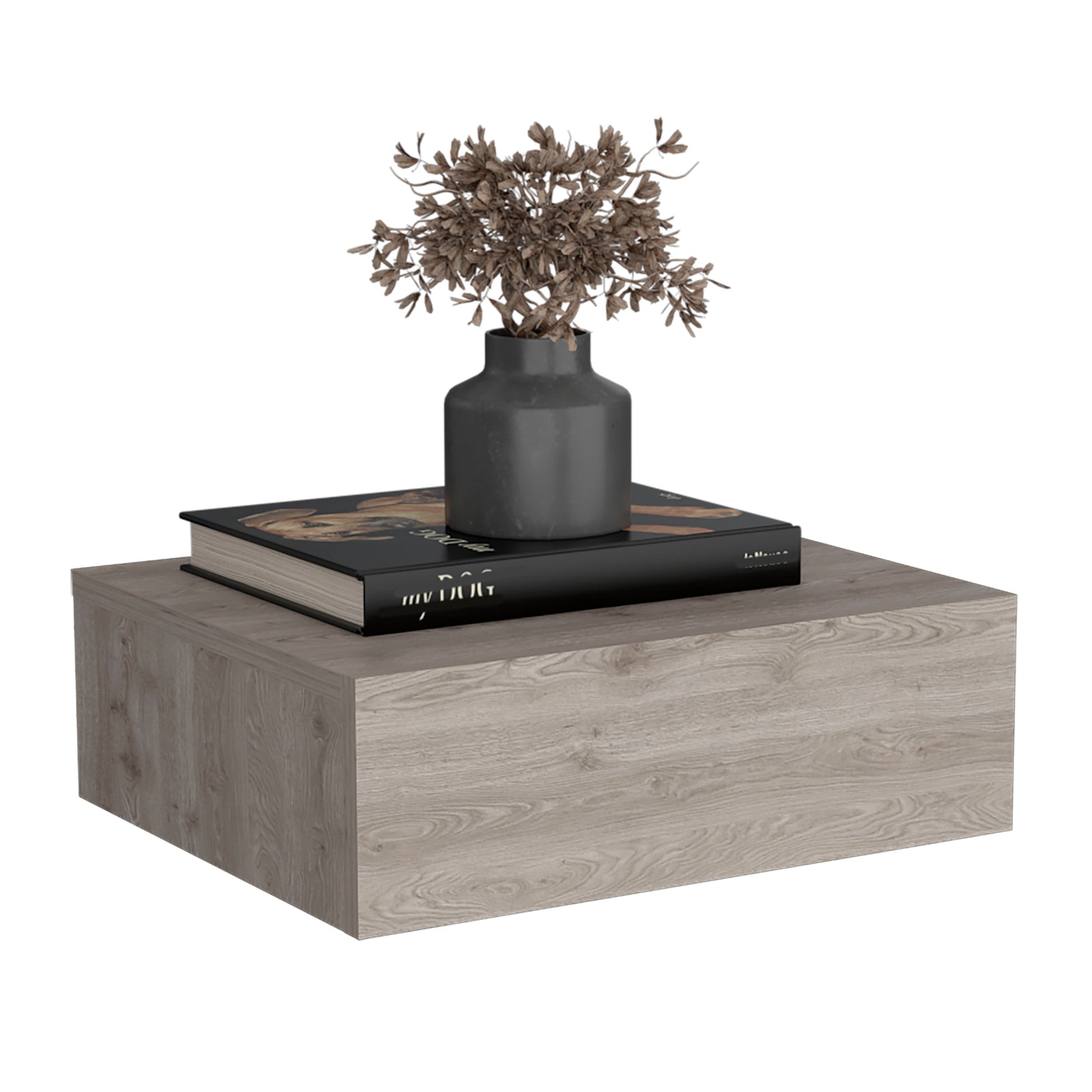 Light Gray Floating Nightstand - Wall Mounted Bedside Shelf with Drawer for Bedroom