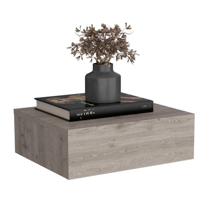 Light Gray Floating Nightstand - Wall Mounted Bedside Shelf with Drawer for Bedroom