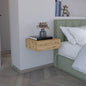 Floating Nightstand 5"H, Modern Wall-Mounted Bedside Shelf with Drawer, Macadamia