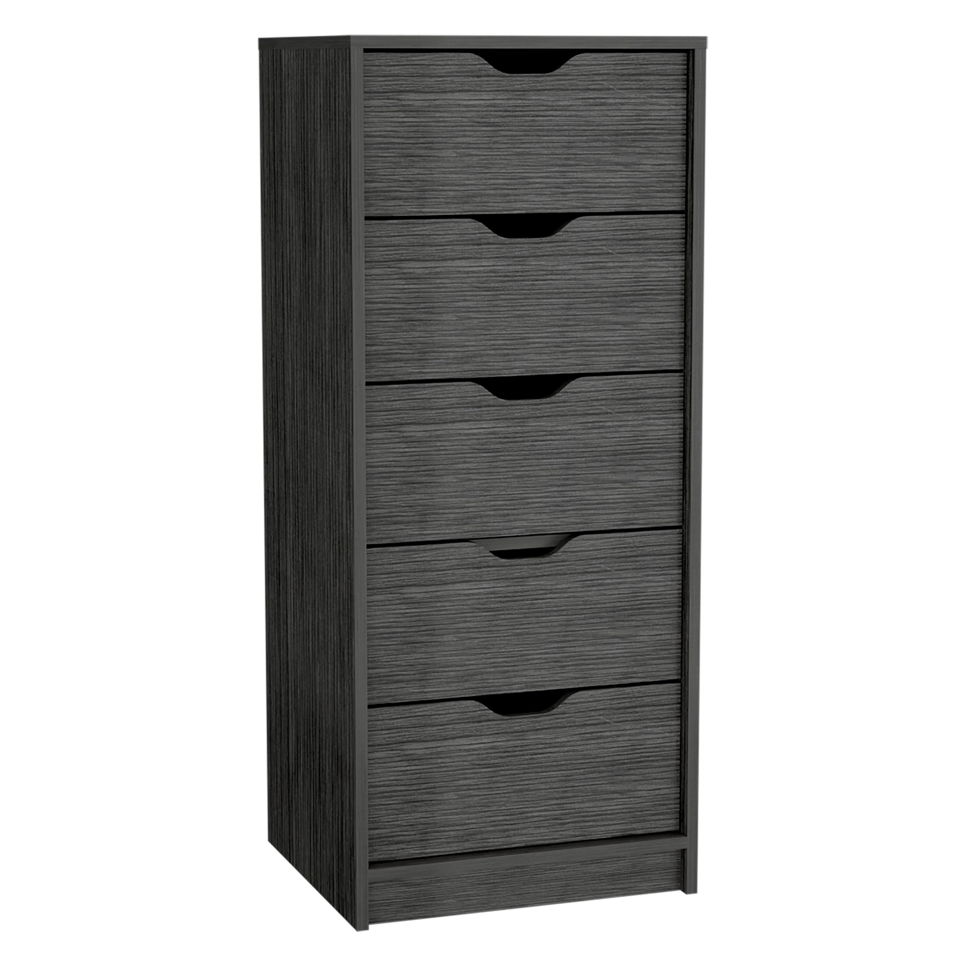 Narrow 42" Dresser - 5 Drawers, Oak Finish for Bedroom