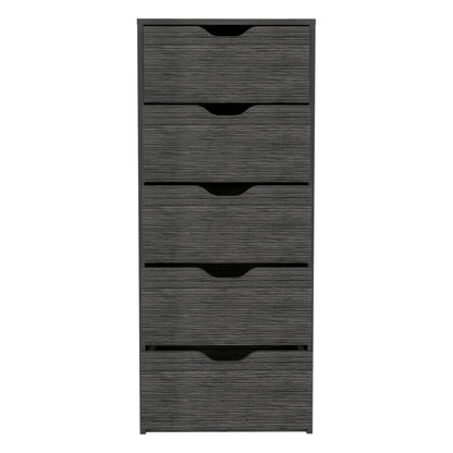 Narrow 42" Dresser - 5 Drawers, Oak Finish for Bedroom