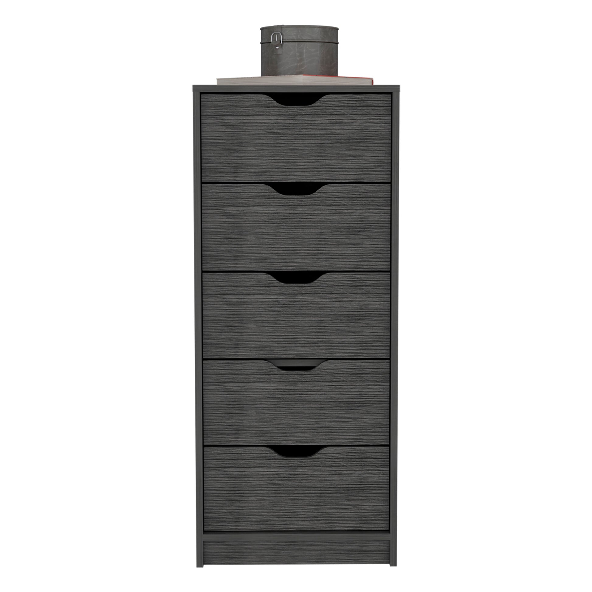 Narrow 42" Dresser - 5 Drawers, Oak Finish for Bedroom