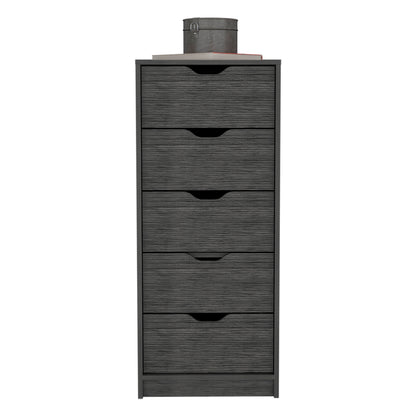 Narrow 42" Dresser - 5 Drawers, Oak Finish for Bedroom