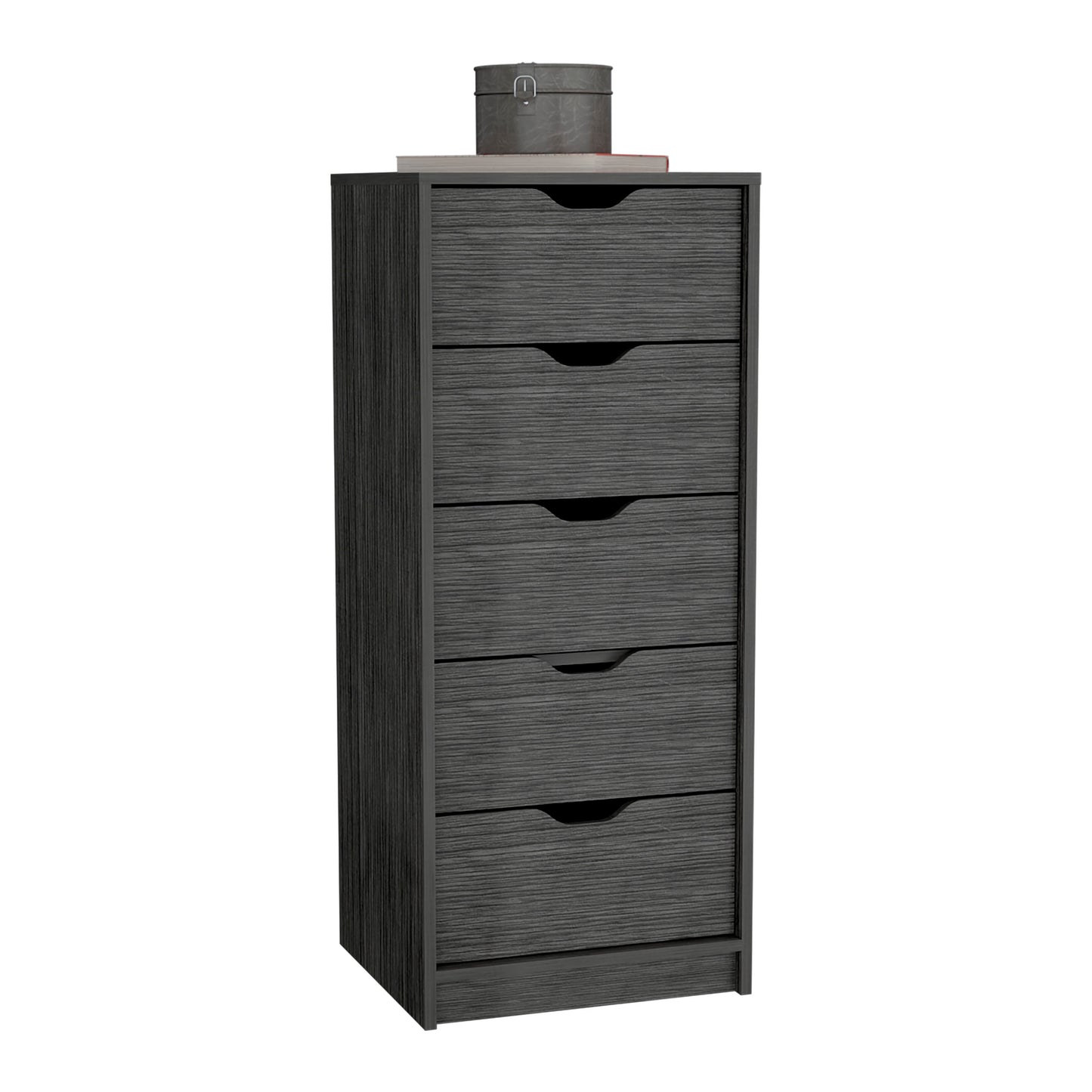 Narrow 42" Dresser - 5 Drawers, Oak Finish for Bedroom