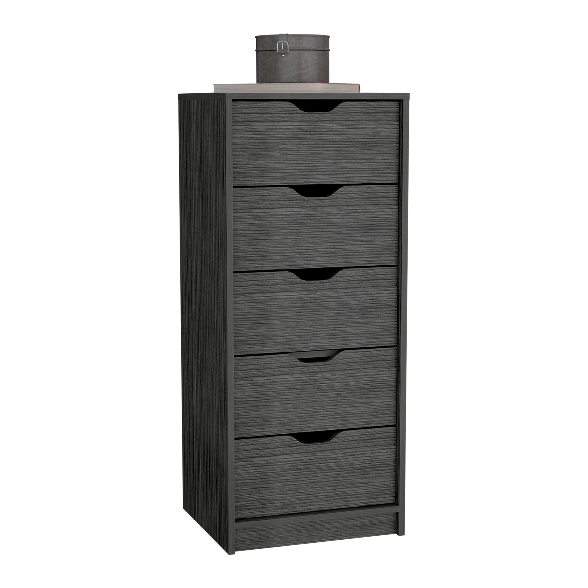 Narrow 42" Dresser - 5 Drawers, Oak Finish for Bedroom