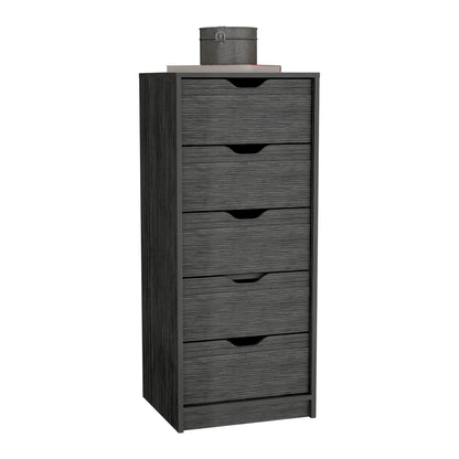 Narrow 42" Dresser - 5 Drawers, Oak Finish for Bedroom