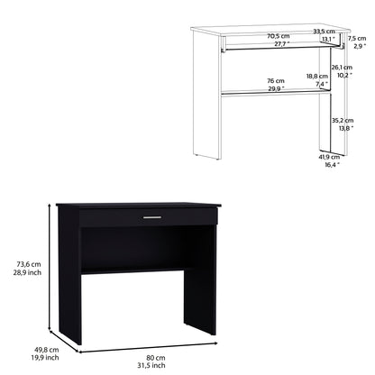 Black Pine Storage Desk - 31.5" Work Surface