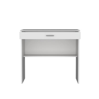 Montana Storage Desk - White, Spacious Workstation with Drawer & Shelf