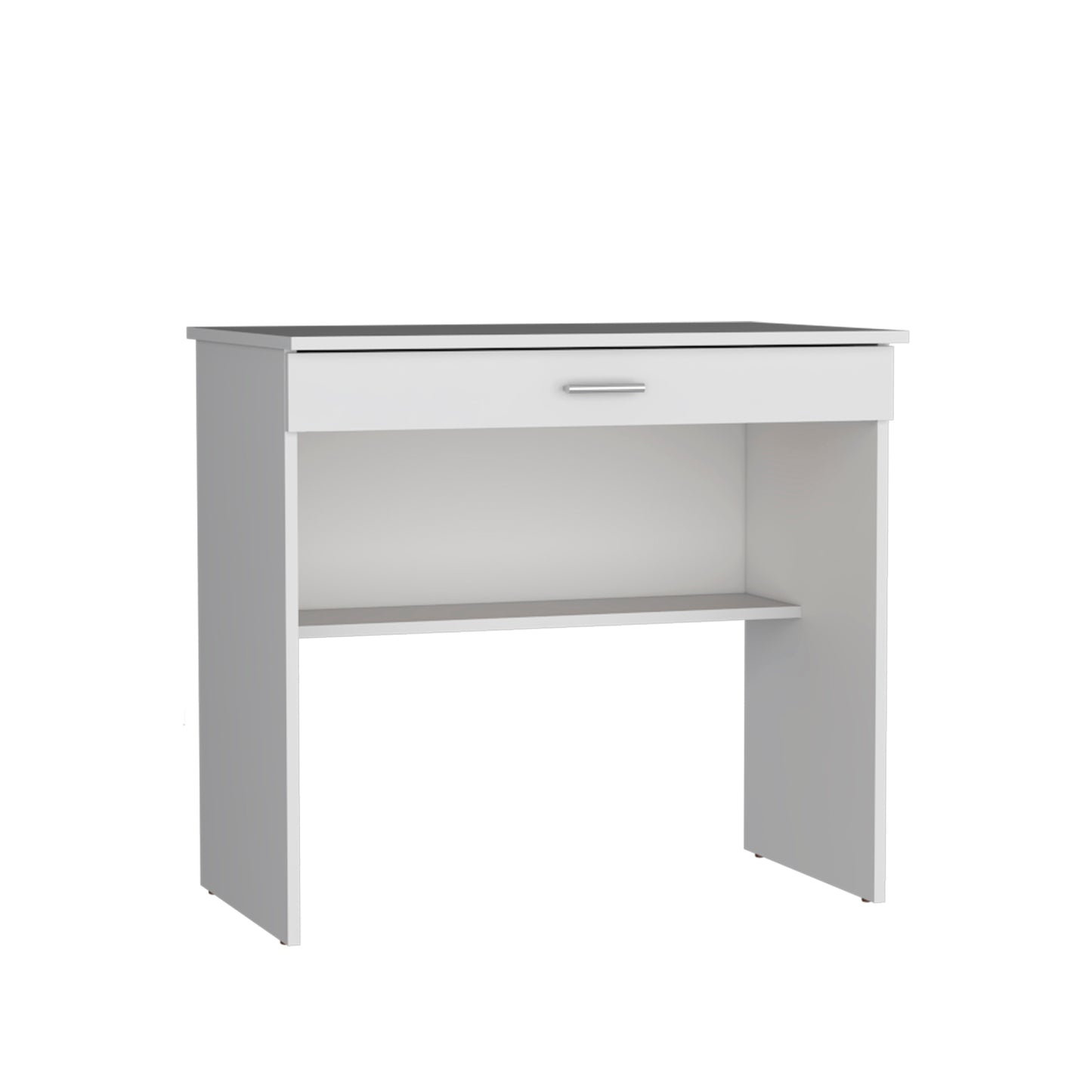 Montana Storage Desk - White, Spacious Workstation with Drawer & Shelf