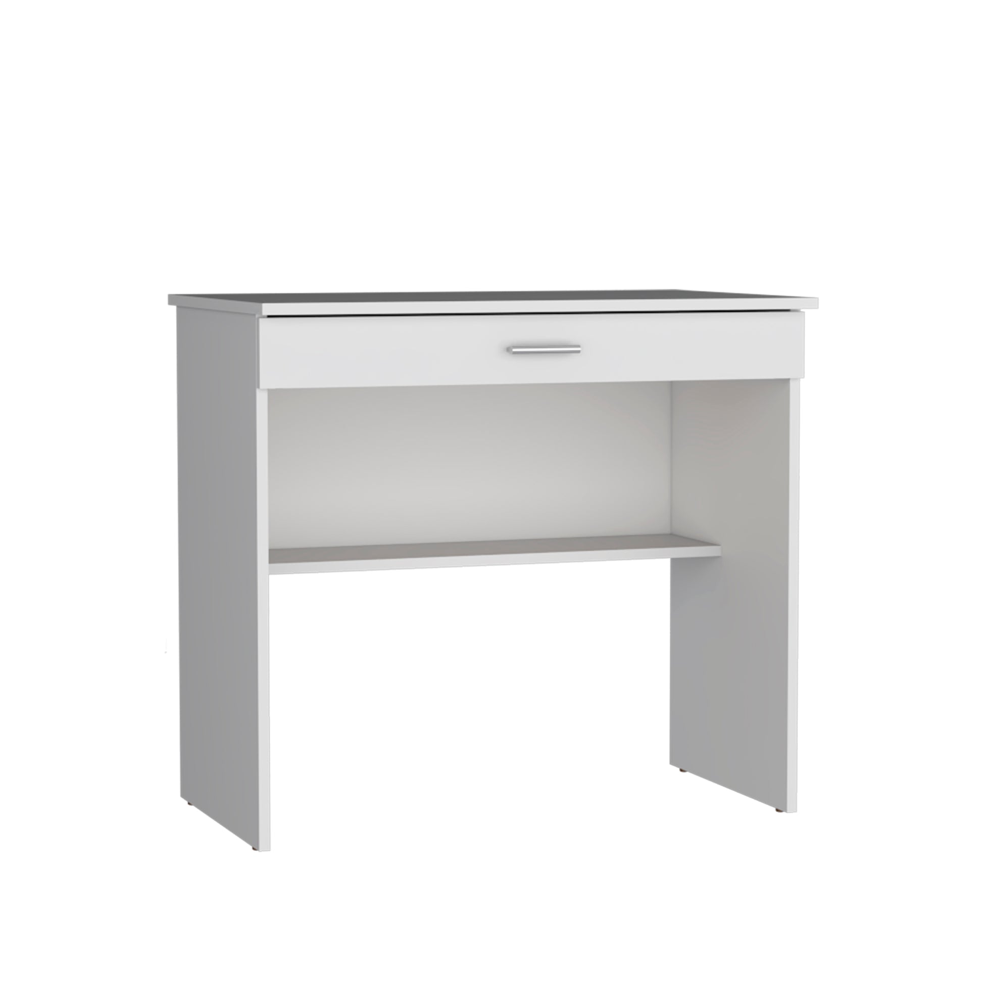 Montana Storage Desk - White, Spacious Workstation with Drawer & Shelf