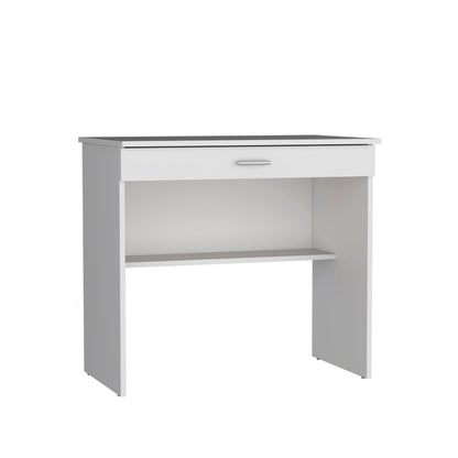Montana Storage Desk - White, Spacious Workstation with Drawer & Shelf