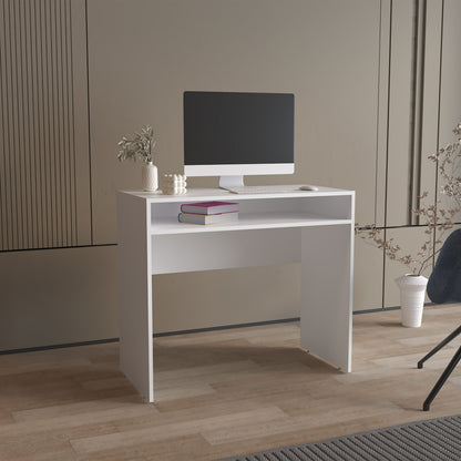 Computer Desk 30.6" H, with 1 Shelf, White