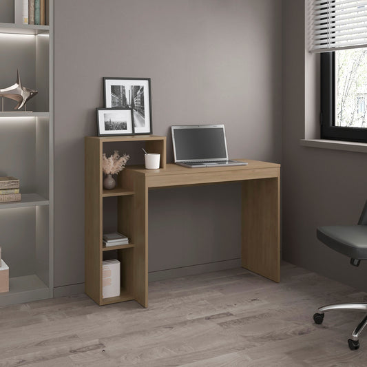 Computer Desk, 3 Shelves, Light Pine