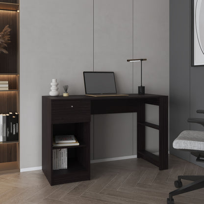 Computer Desk, 1 Drawer, 2 Shelves, Black