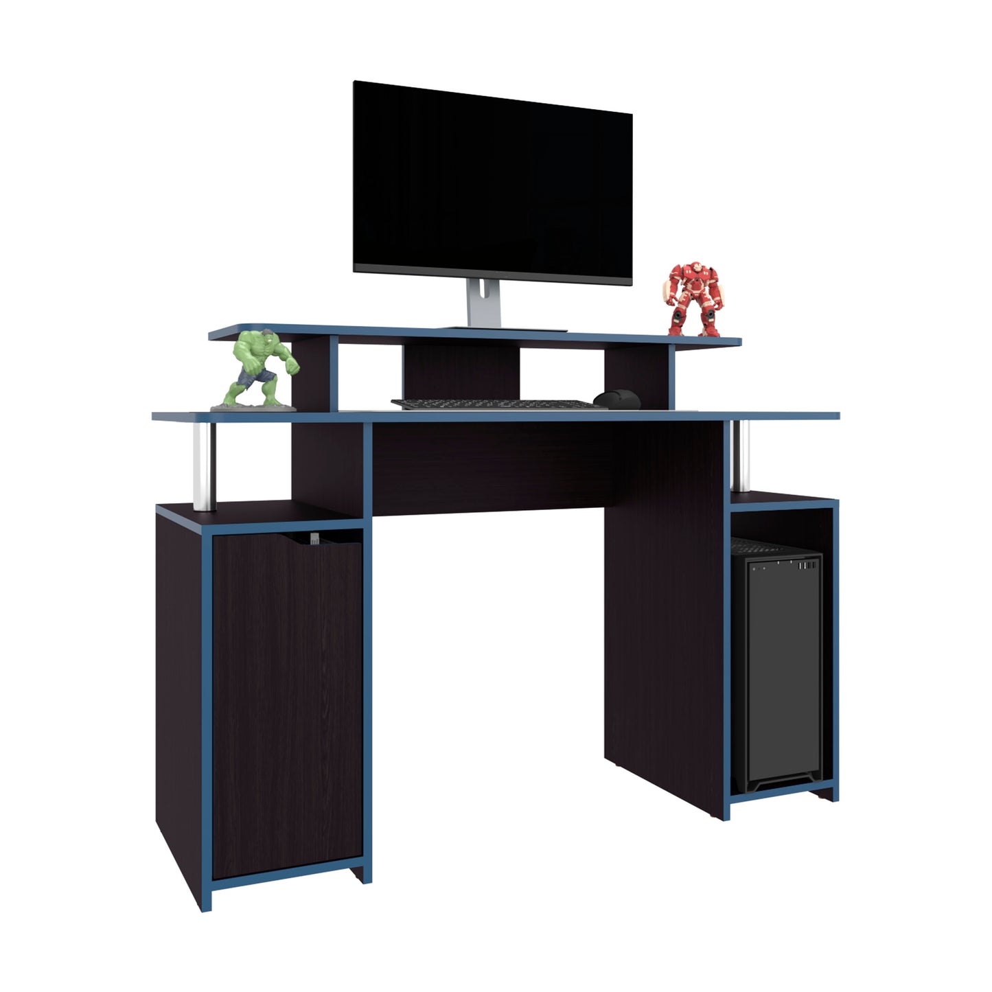 Black Gaming Desk with Storage - 17.3" x 47.2" for Home Office
