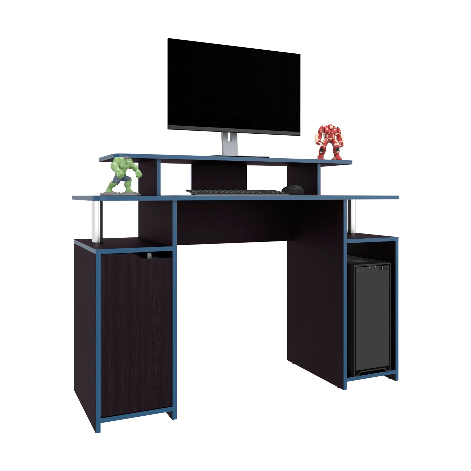 Black Gaming Desk with Storage - 17.3" x 47.2" for Home Office