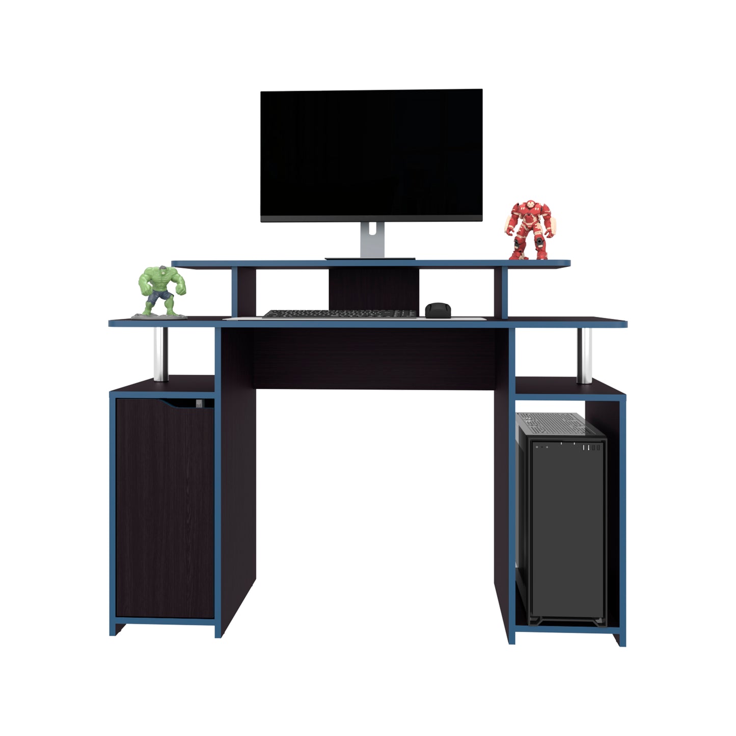 Black Gaming Desk with Storage - 17.3" x 47.2" for Home Office