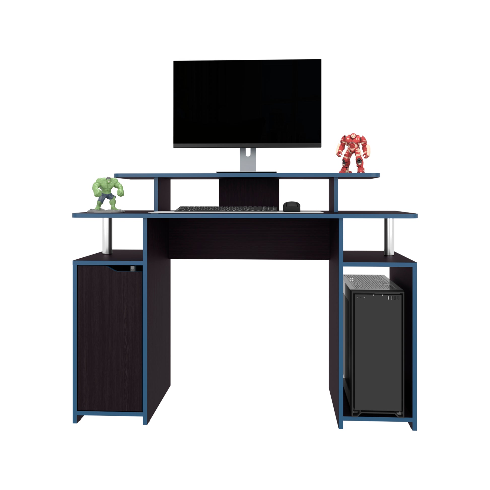 Black Gaming Desk with Storage - 17.3" x 47.2" for Home Office