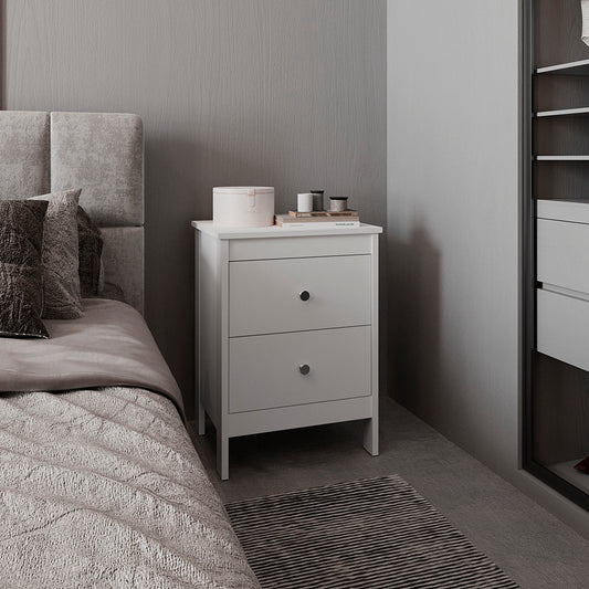 Nightstand, 2 Drawers, White