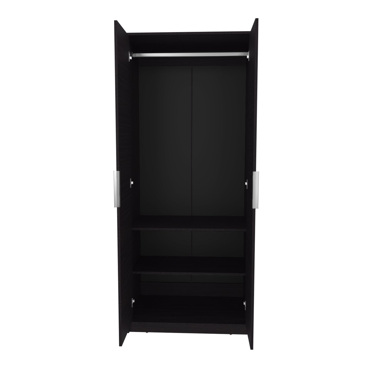 Black Engineered Wood Dresser - 2 Door Armoire 74.4" Tall