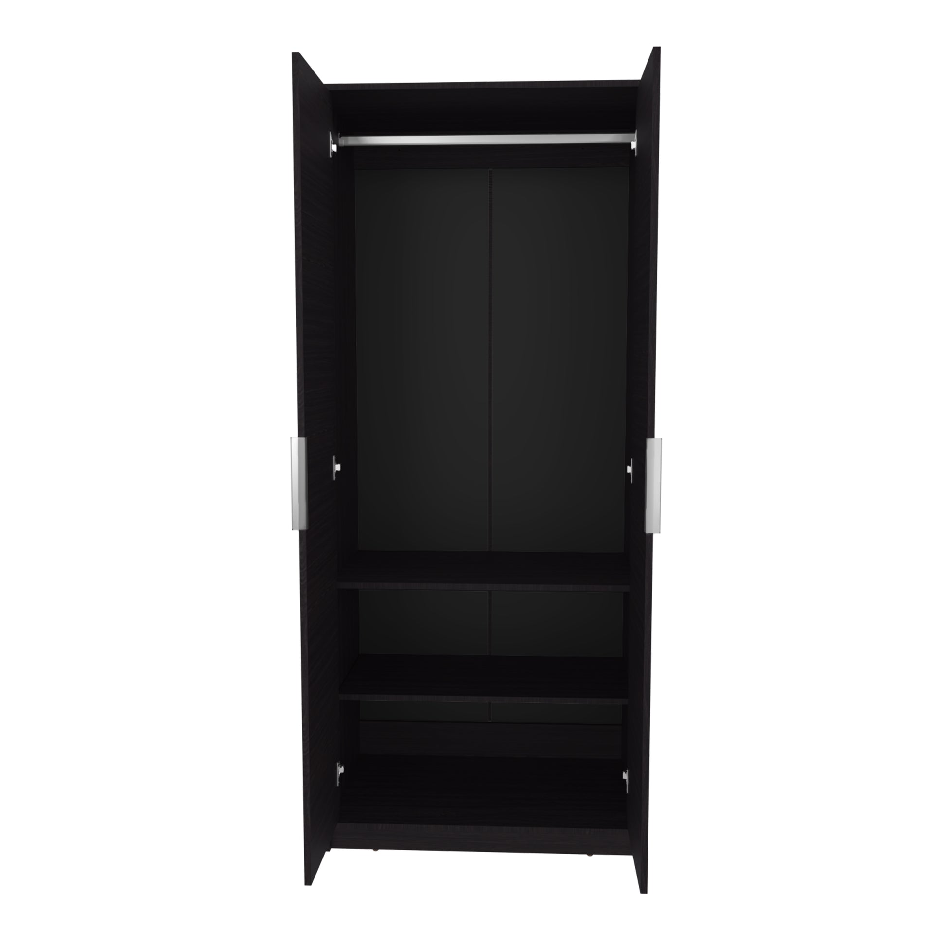 Black Engineered Wood Dresser - 2 Door Armoire 74.4" Tall