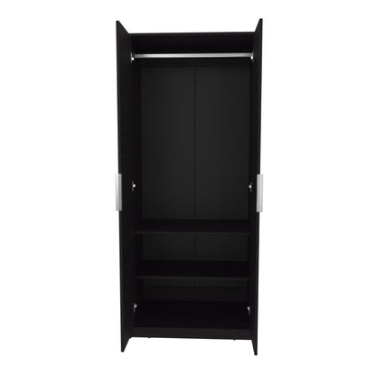 Black Engineered Wood Dresser - 2 Door Armoire 74.4" Tall