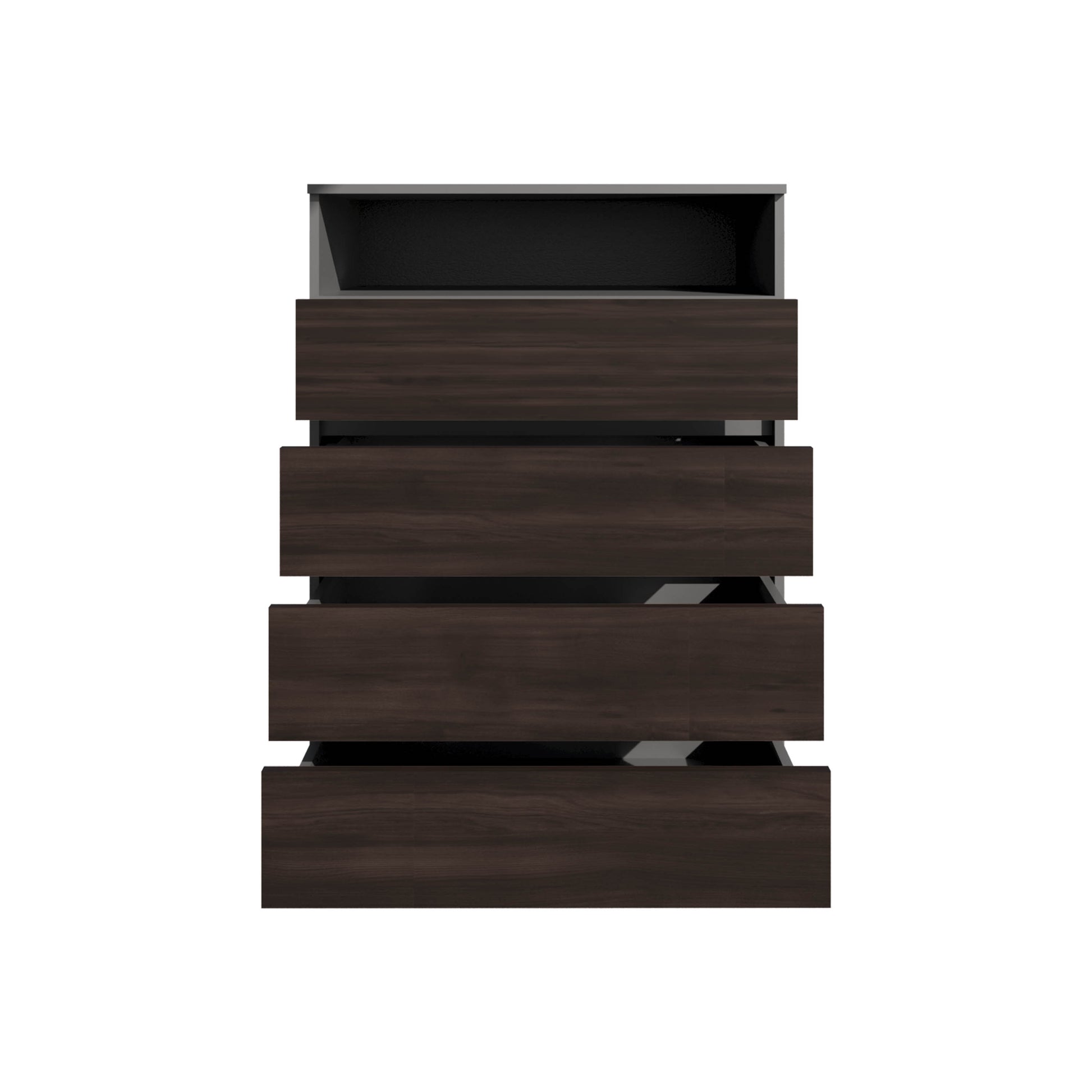 Multi-Colored 4 Drawer Dresser with Shelf - Matt Gray Dark Oak