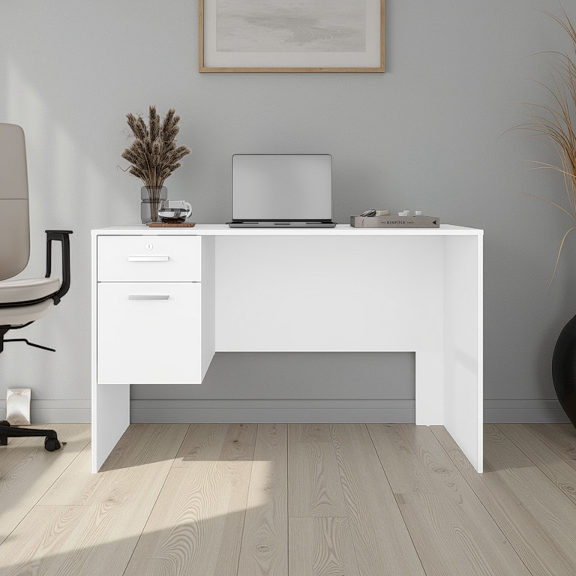 White Desk with 2 Drawers - 47.2" Workspace
