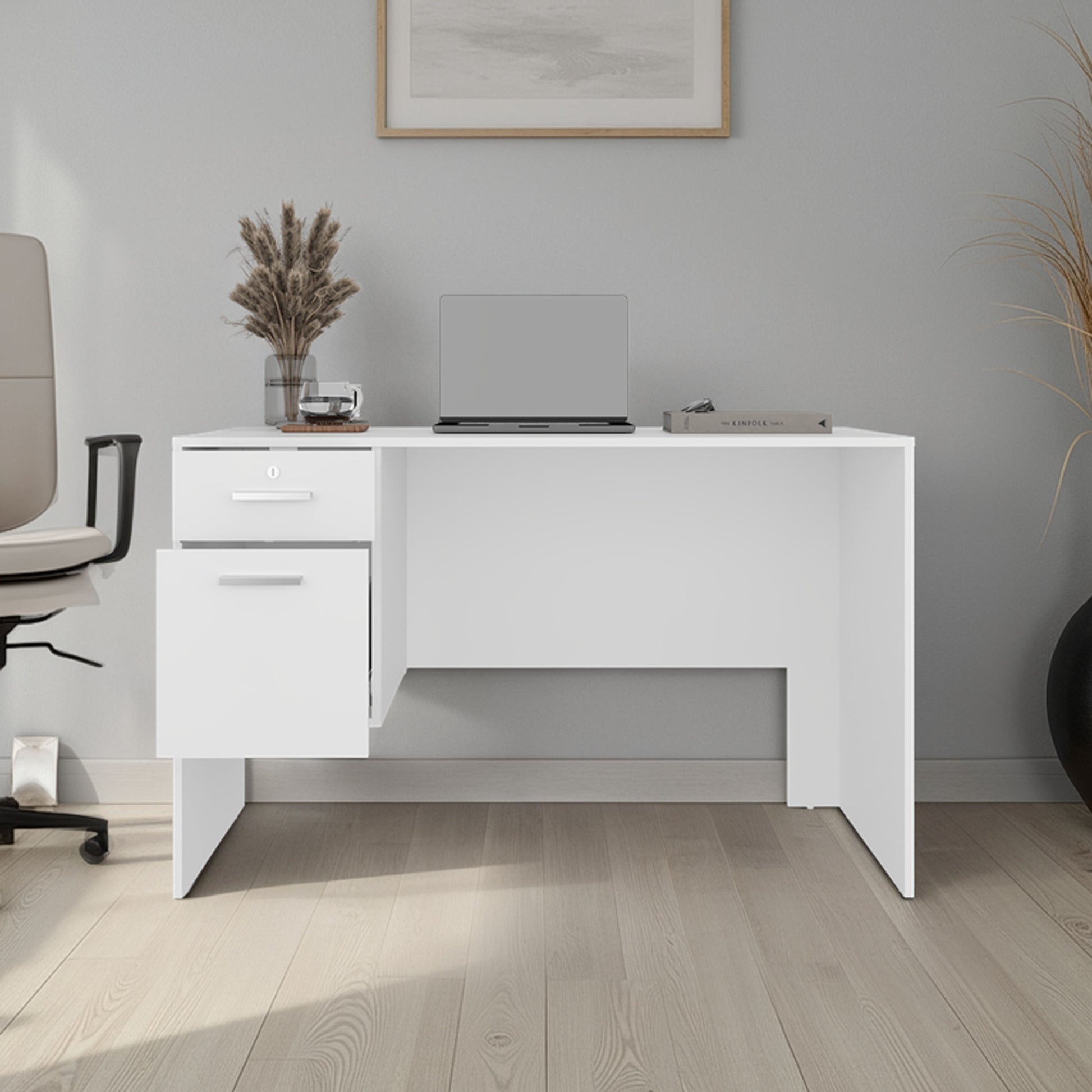 White Desk with 2 Drawers - 47.2" Workspace