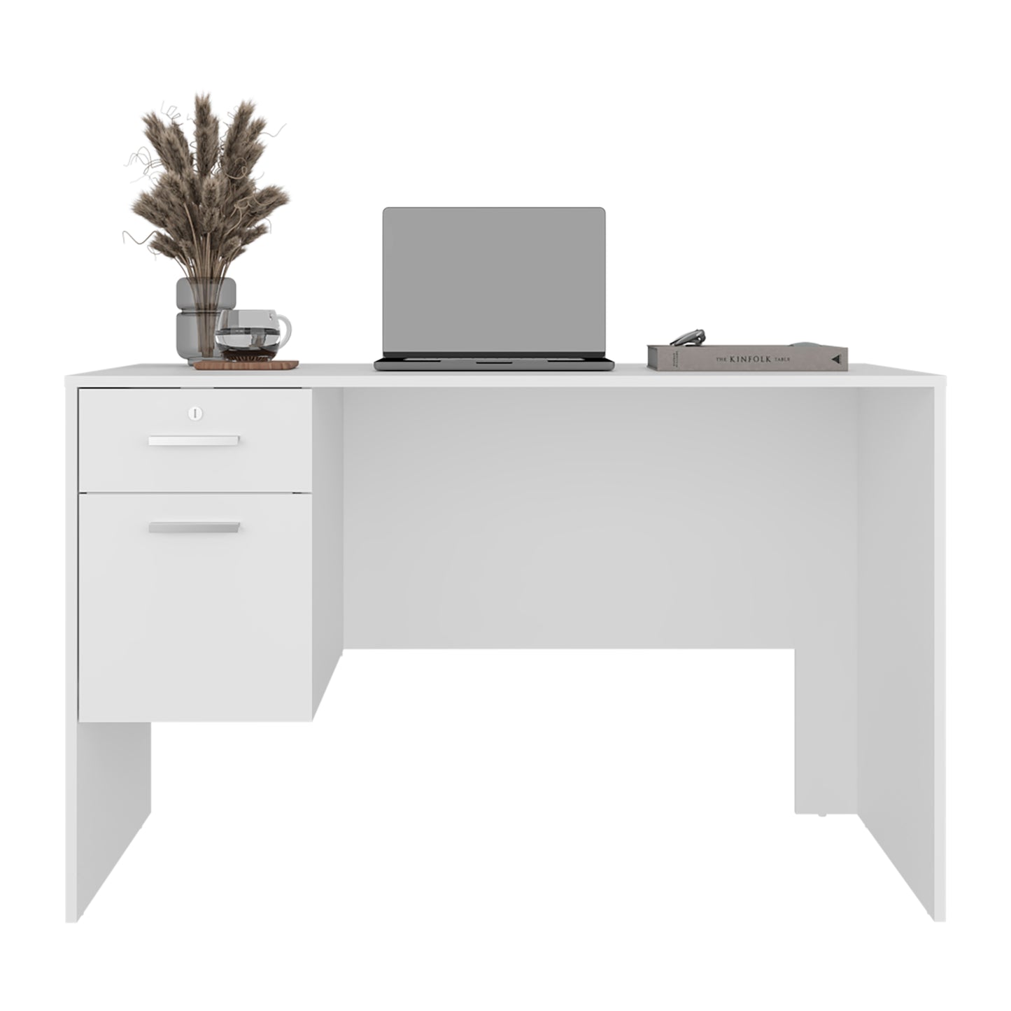 White Desk with 2 Drawers - 47.2" Workspace