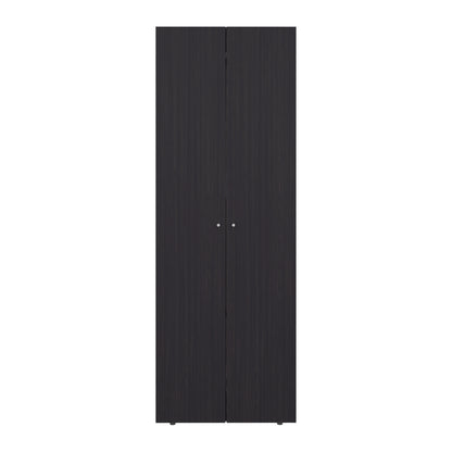 Black Bedroom Armoire - 66.9" Tall, 2 Doors & Shelves