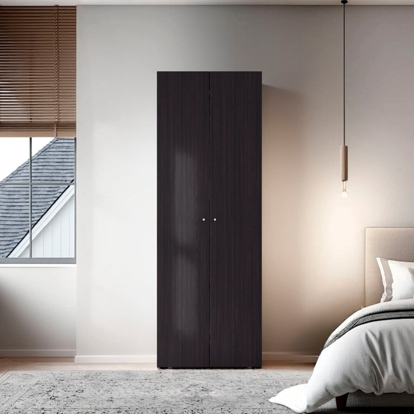 Armoire 66.9" H, 2 Doors, 2 Shelves, Black Wengue - Bedroom