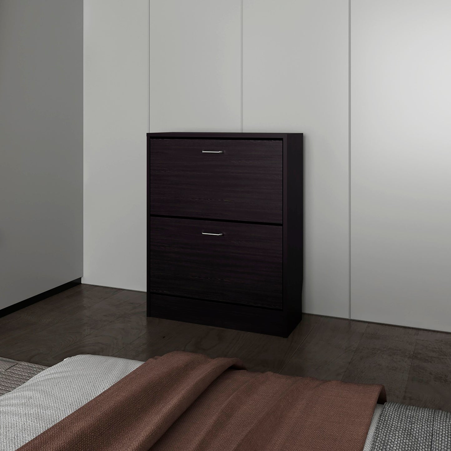 Shoe Rack 31.5" H, 2 Doors, Black Wengue - Bedroom