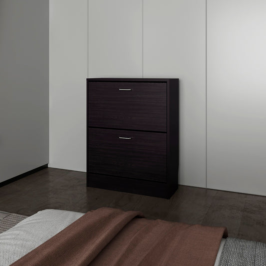 Shoe Rack 31.5" H, 2 Doors, Black Wengue - Bedroom