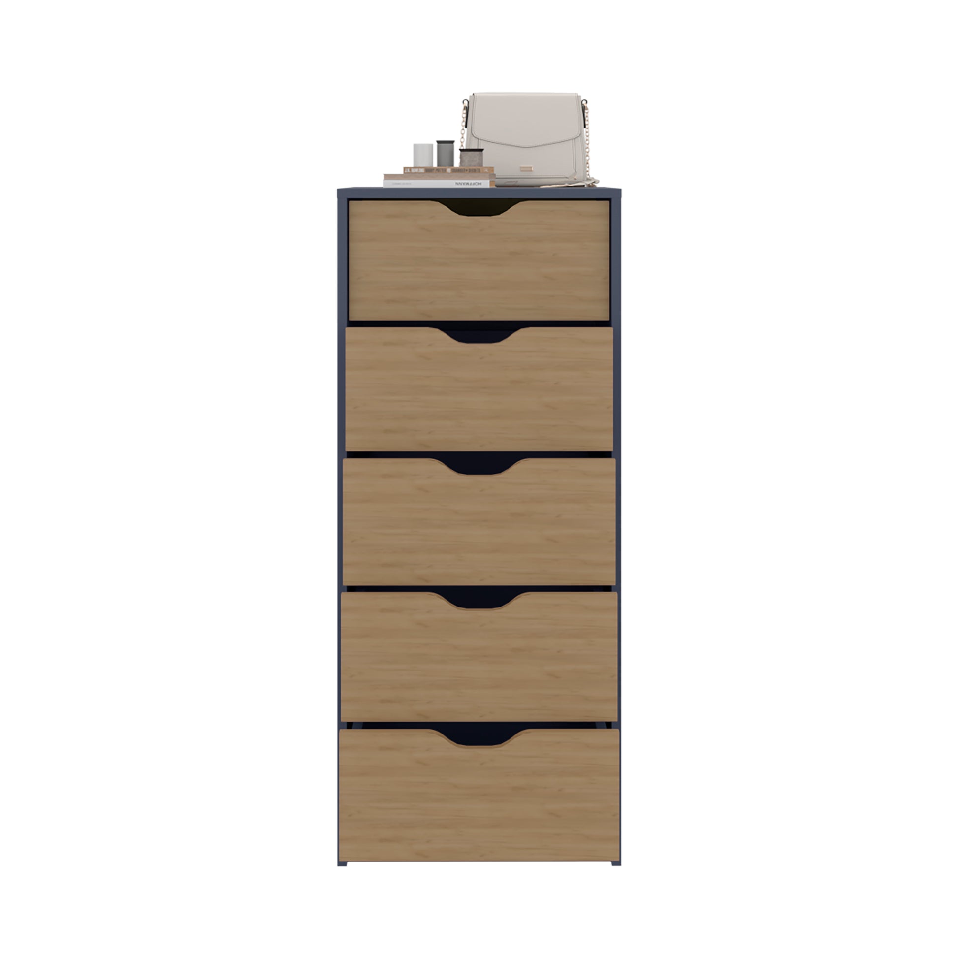Blue Engineered Wood Dresser - 42.4" Tall 5 Drawers for Bedroom