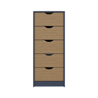 Blue Engineered Wood Dresser - 42.4" Tall 5 Drawers for Bedroom