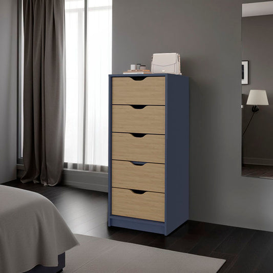 Dresser 42.4" H, 1 Drawer, 5 Shelves, Alby Blue / Natural Oak - Bedroom
