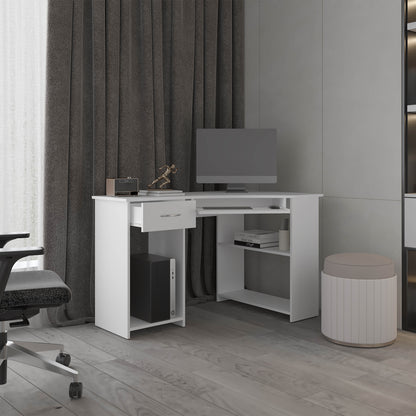 White Corner Desk - 29.5" H, 47.2" W Office Table for Home Office