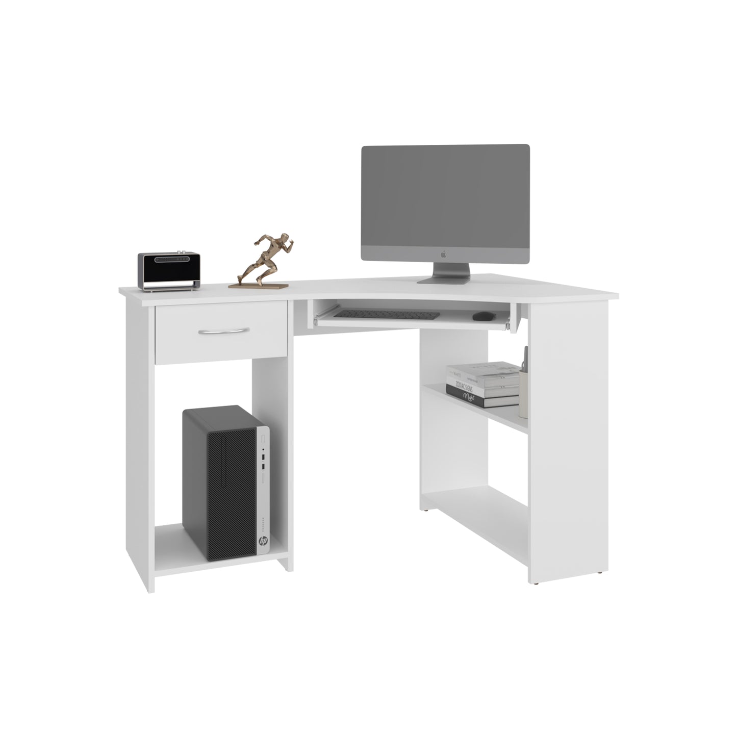White Corner Desk - 29.5" H, 47.2" W Office Table for Home Office