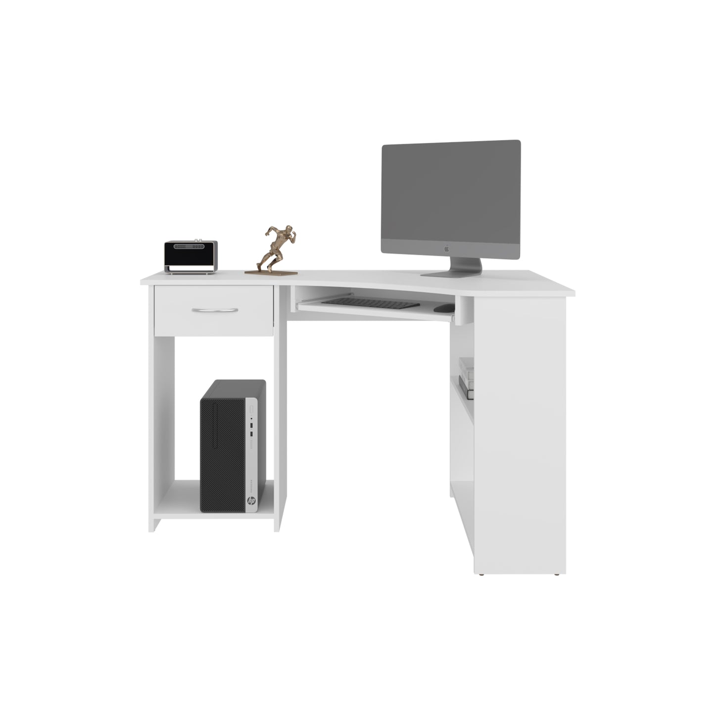 White Corner Desk - 29.5" H, 47.2" W Office Table for Home Office