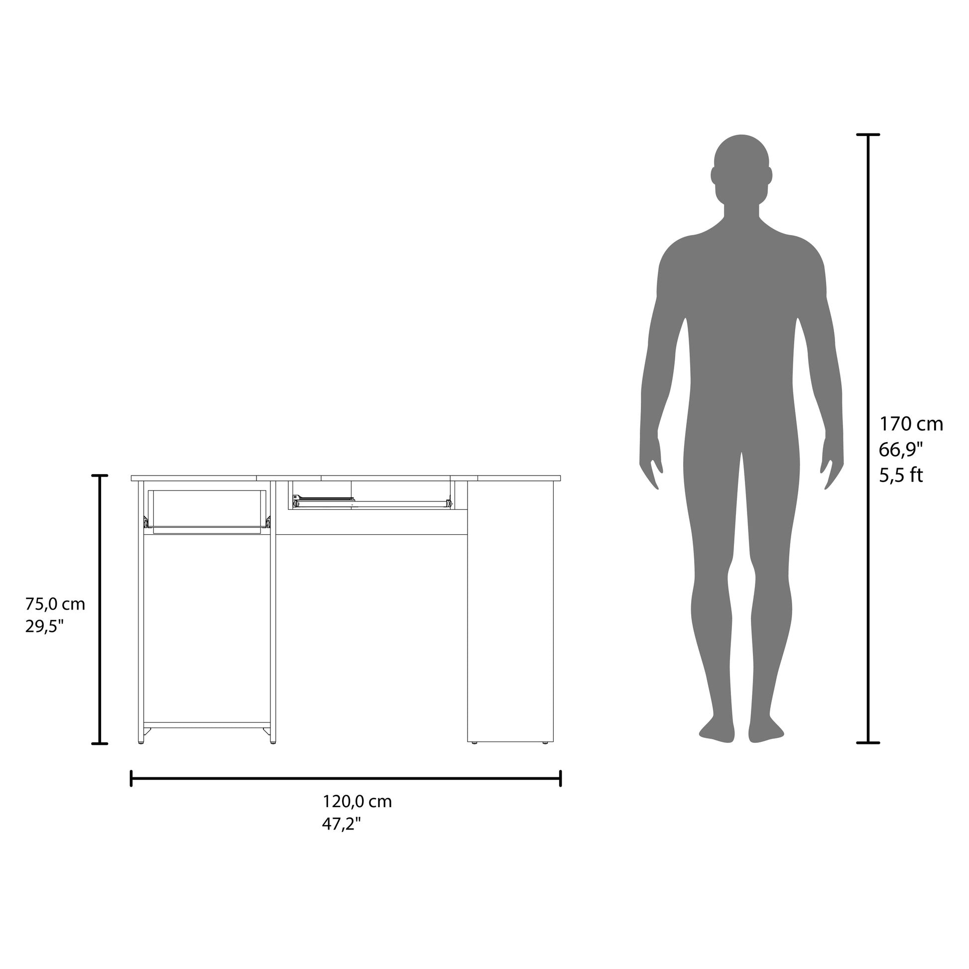 White Corner Desk - 29.5" H, 47.2" W Office Table for Home Office